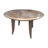 Art Deco round coffee table in blond wood