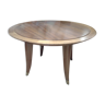 Table basse ronde Art Deco en bois blond