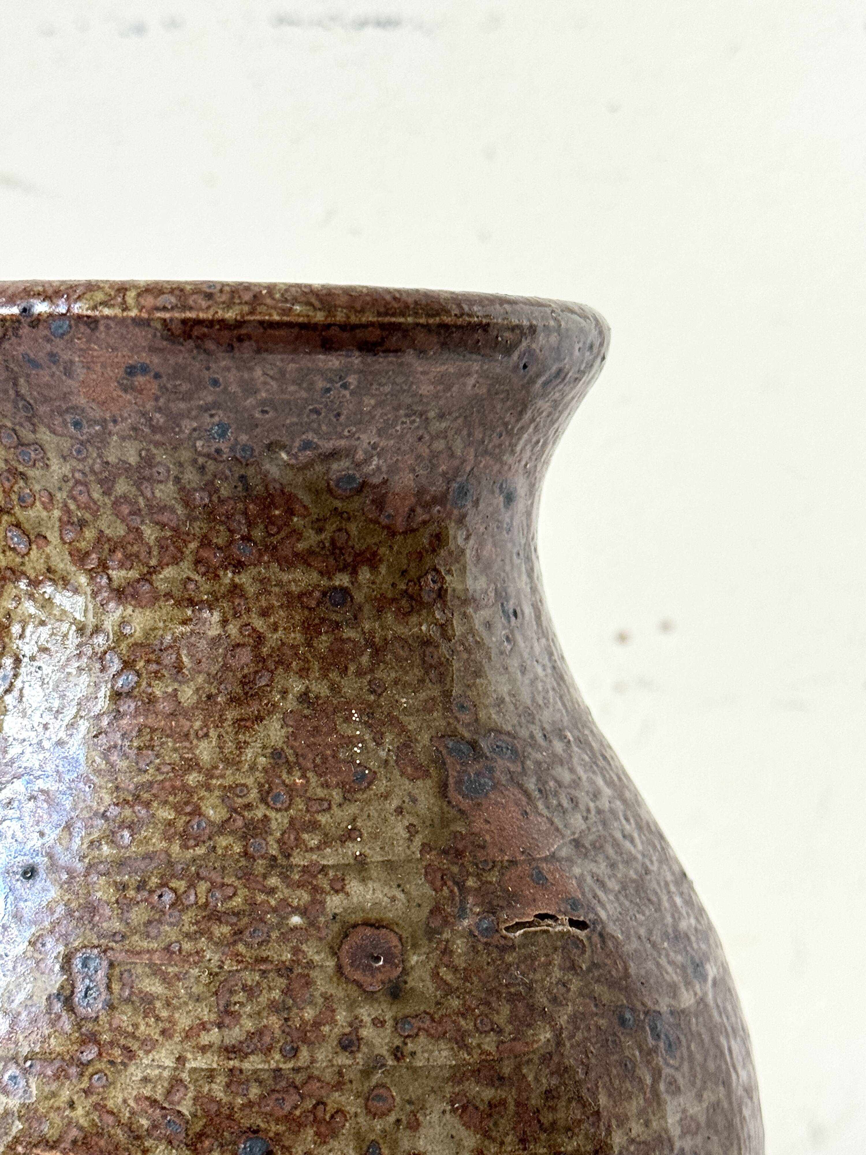 French workshop vase in pyrite stoneware from around 1950.