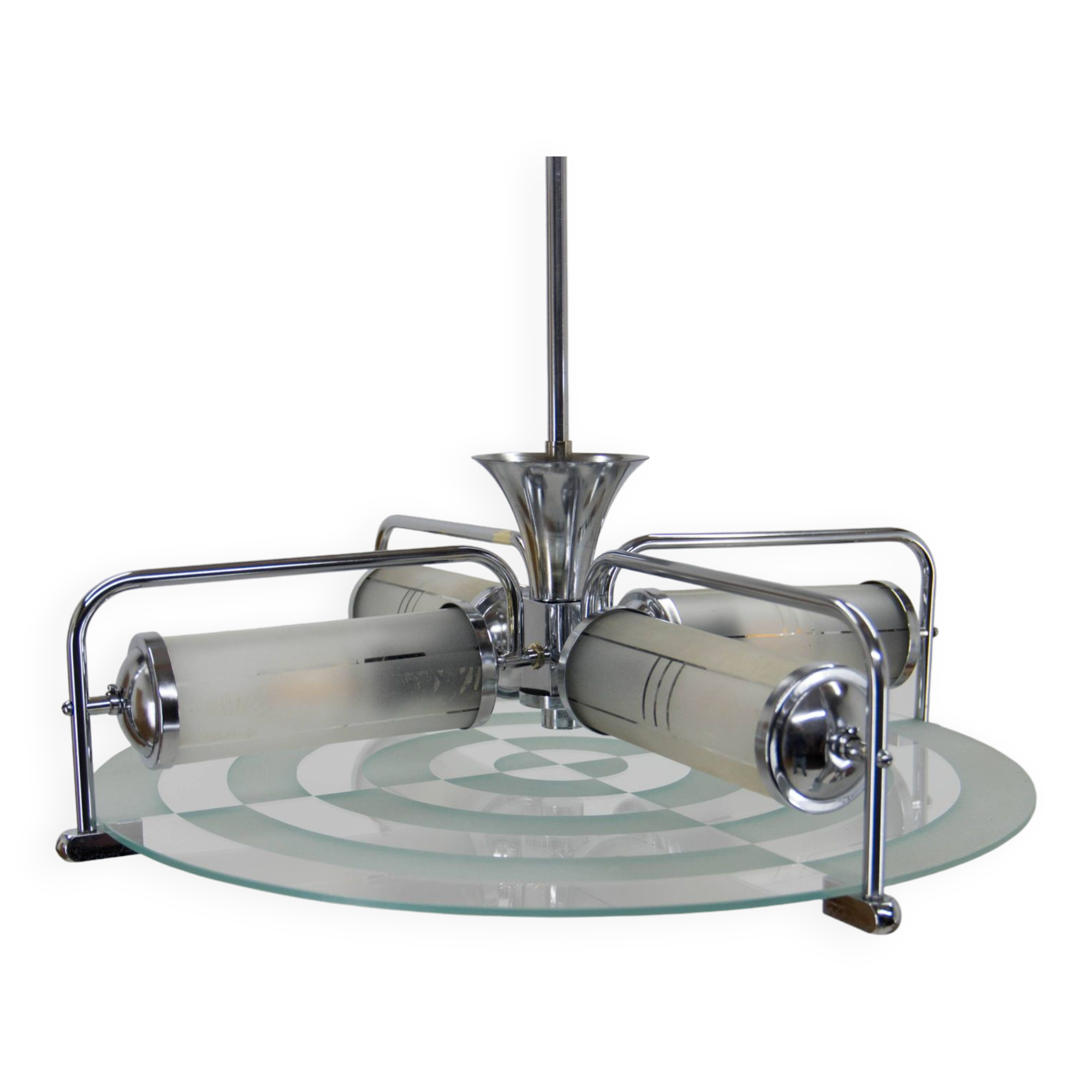 Rare lustre tubulaire Art déco/fonctionnaliste, années 1930