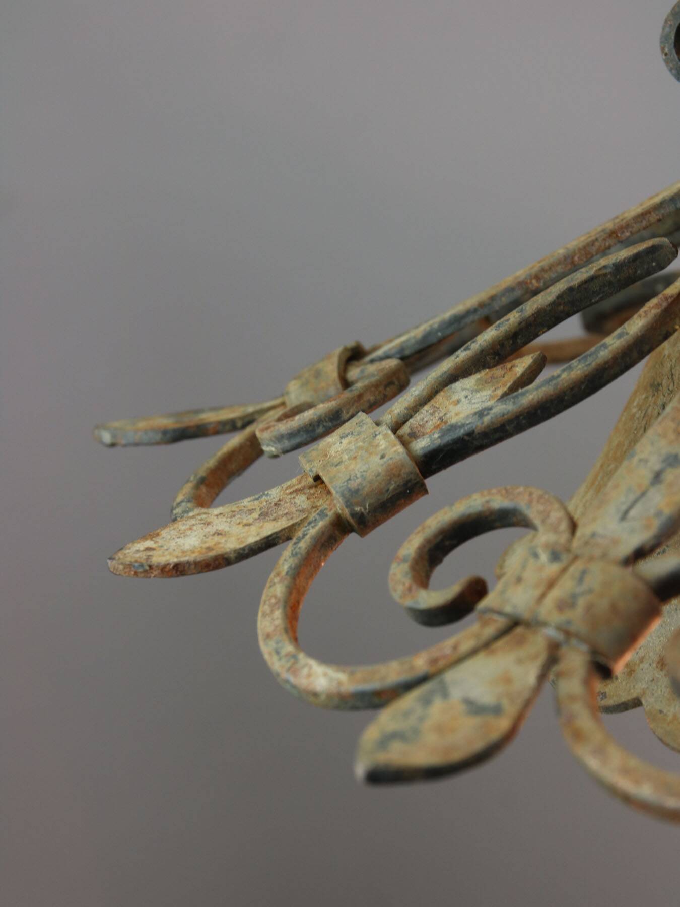 Vintage Wrought Iron Intricate Pendant Lamp, 1930s