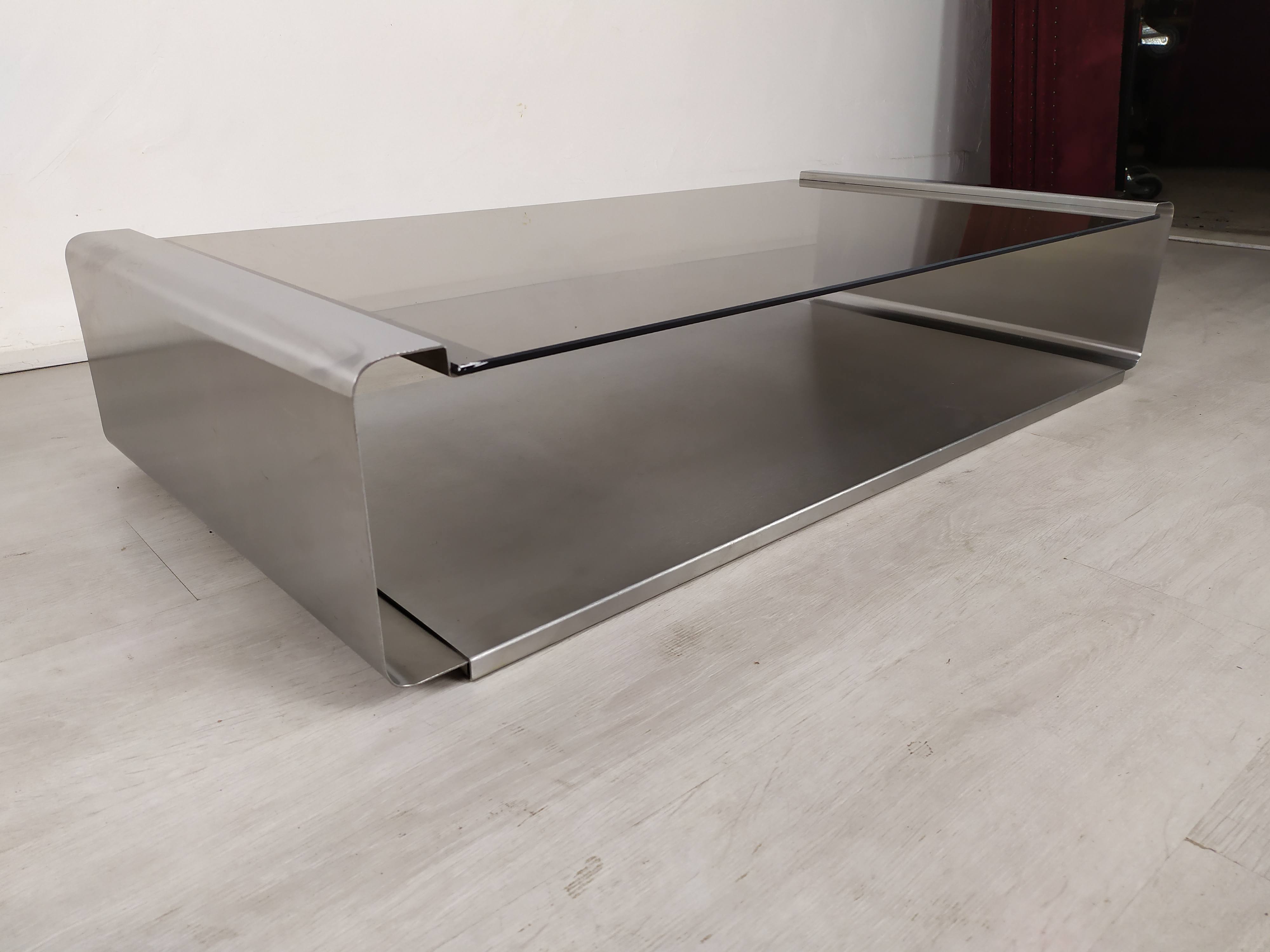 Stainless steel coffee table design Roche Bobois