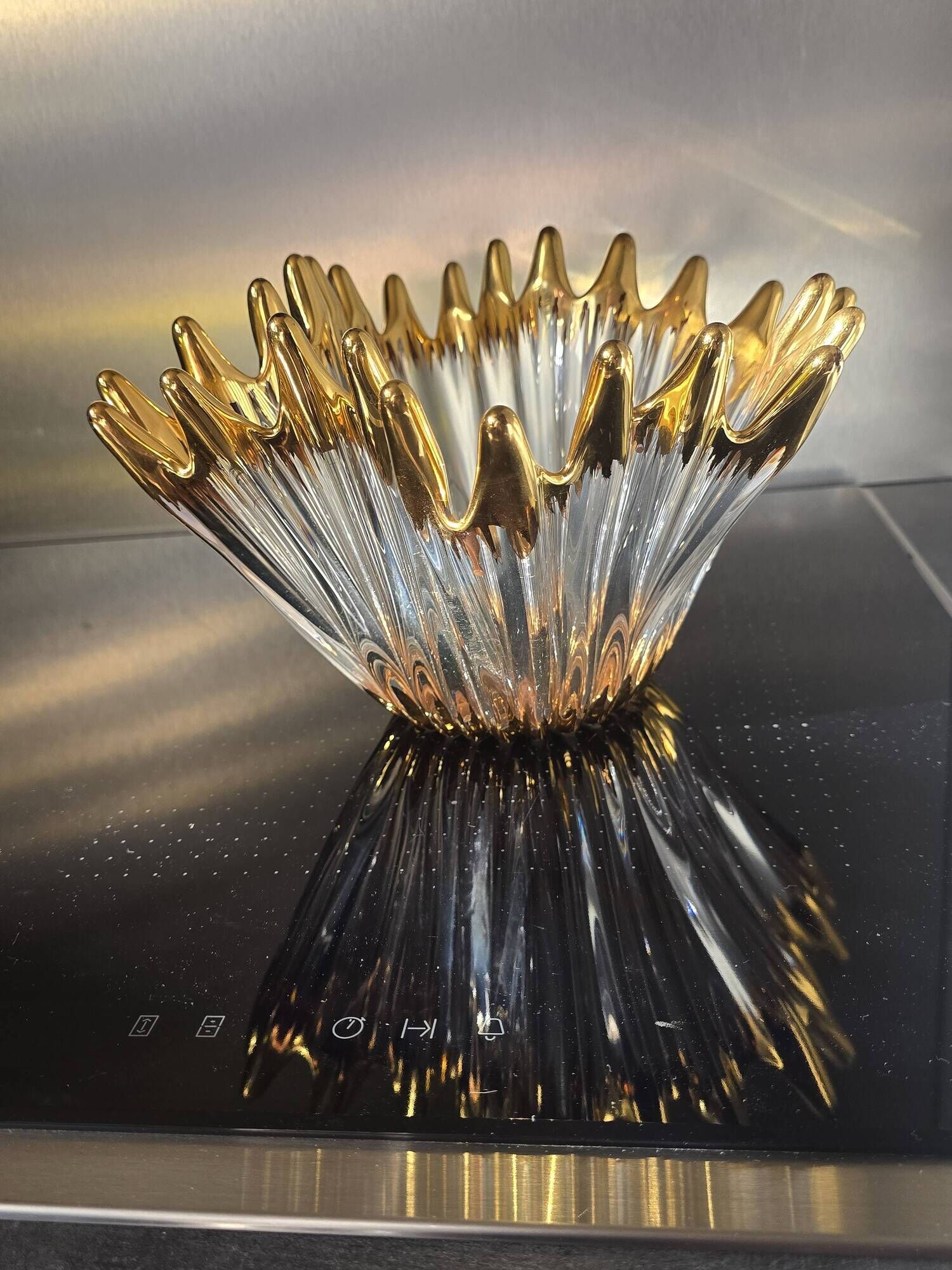 Free-form crystal bowl with fine gold gilding – Vintage 1950s/1960s