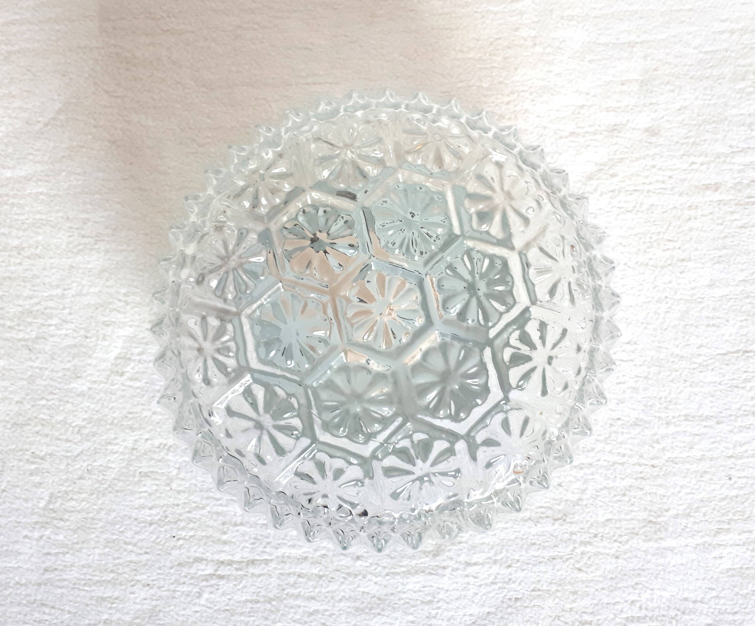 Retro 1970s ceiling/wall light in Flower Power design, worm cabochons