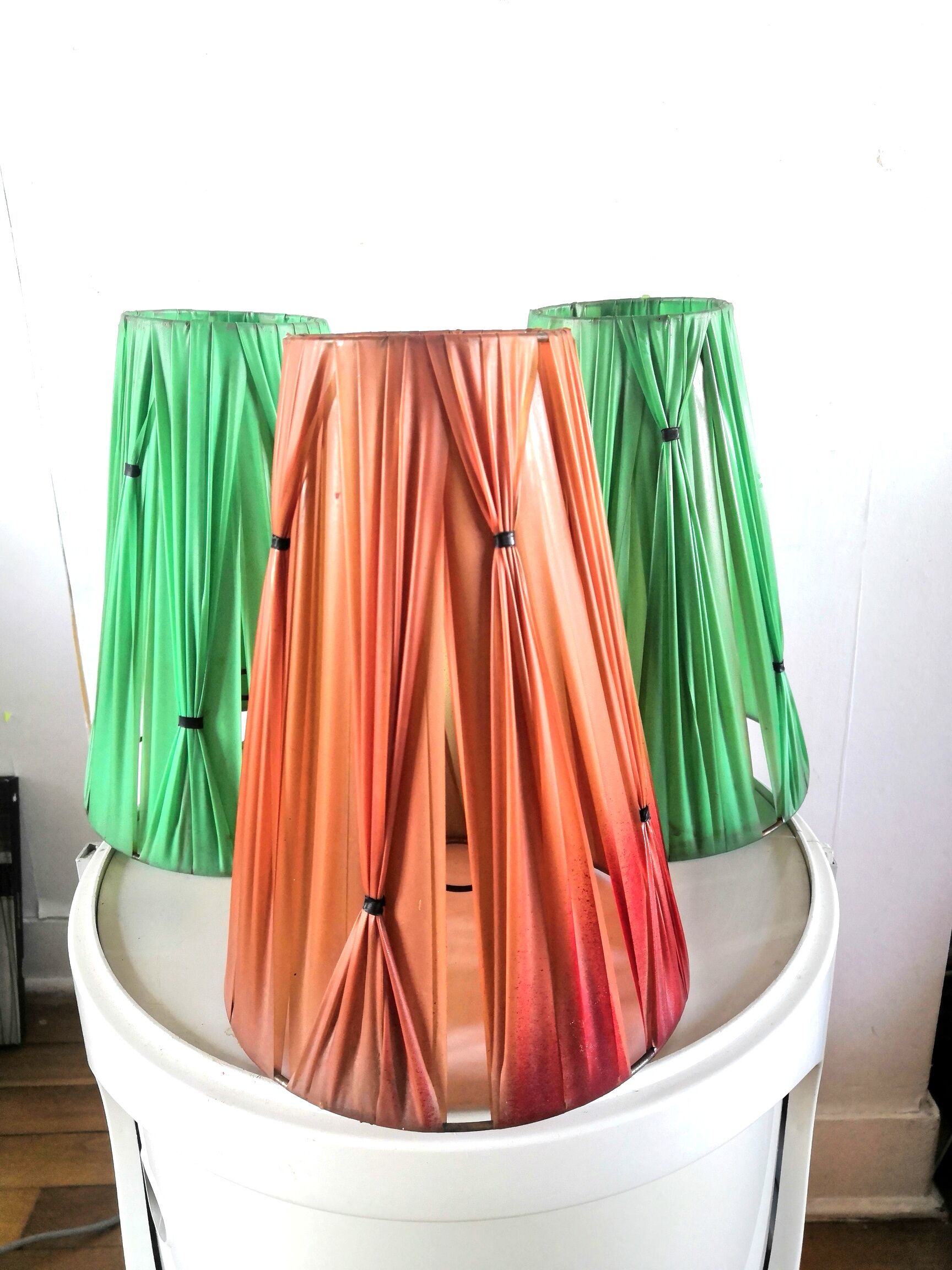 Set of 3 lampshades vinyl tapes plastic design 50s - 60s