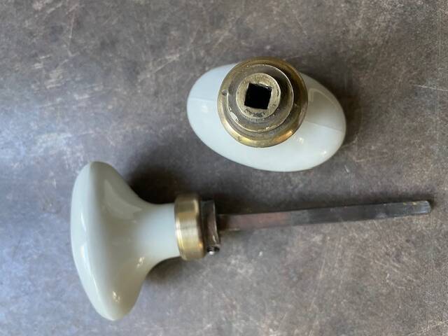 pair of antique porcelain handles