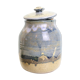 Pot en grès émaillé poterie Taizé bleu et beige vintage