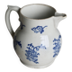 Pichet antique en terre d'acier Saint-Uze motif fleuri bleu cobalt
