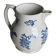 Pichet antique en terre d'acier Saint-Uze motif fleuri bleu cobalt