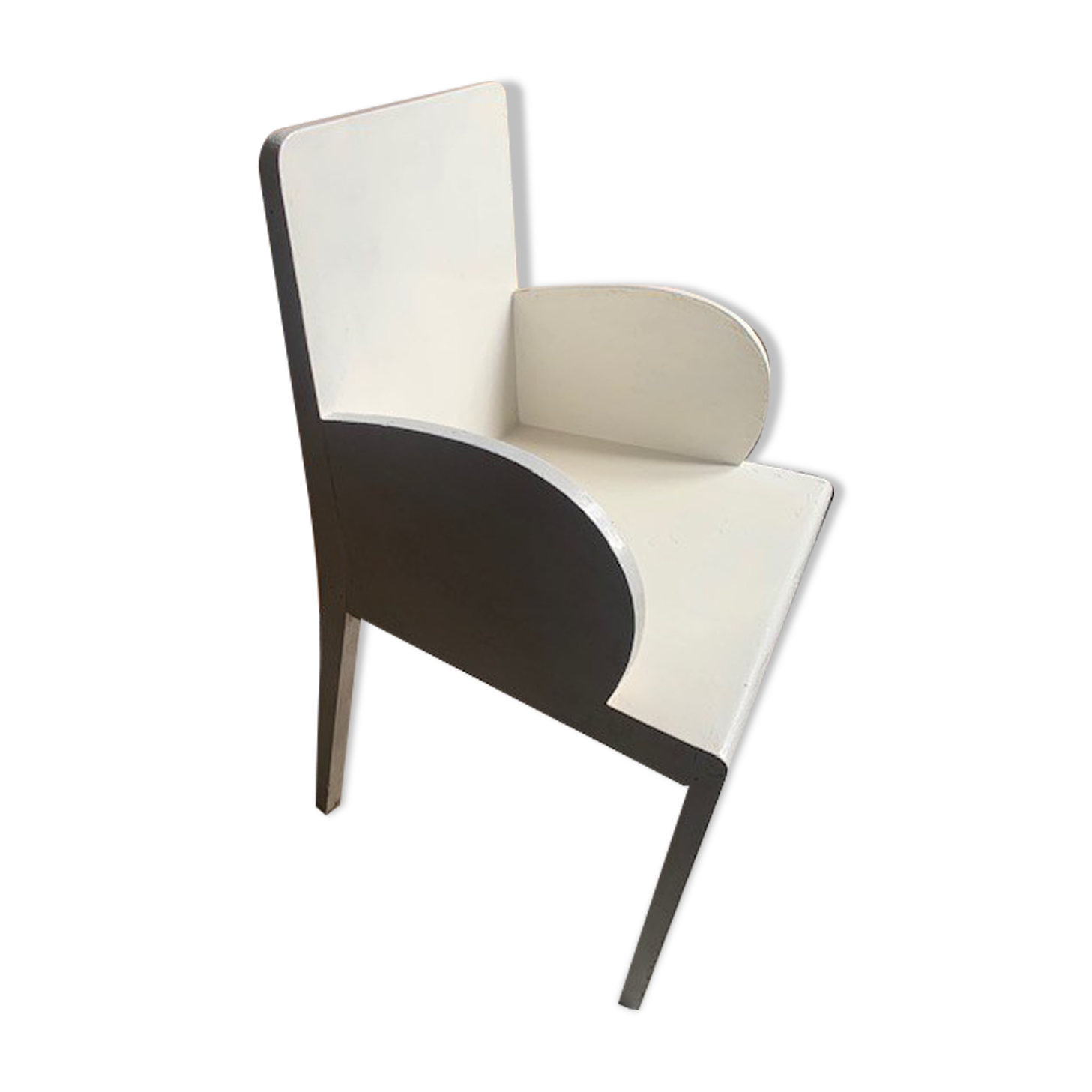 White wooden low chair 50s