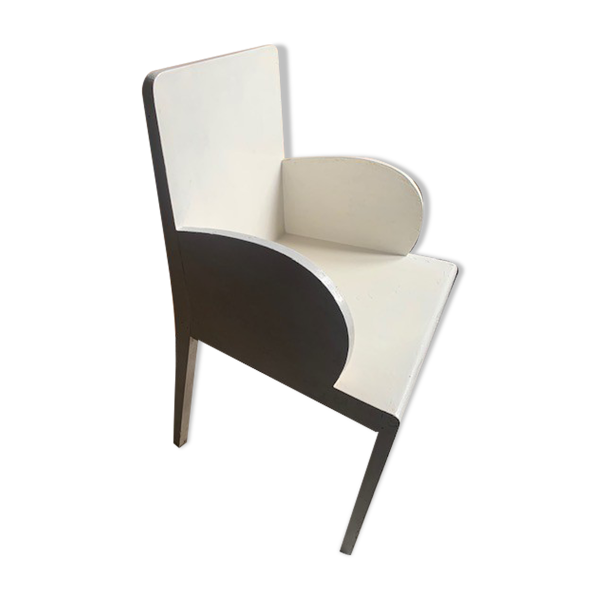Chaise basse en bois blanc années 50