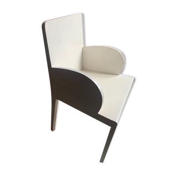 Chaise basse en bois blanc années 50