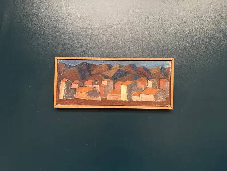 Swedish Oil on Canvas "Urban Landscape" by Johan Lundgren, Framed