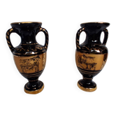 Pair de vases de style gréc antique doré a l'or fin 24 carats