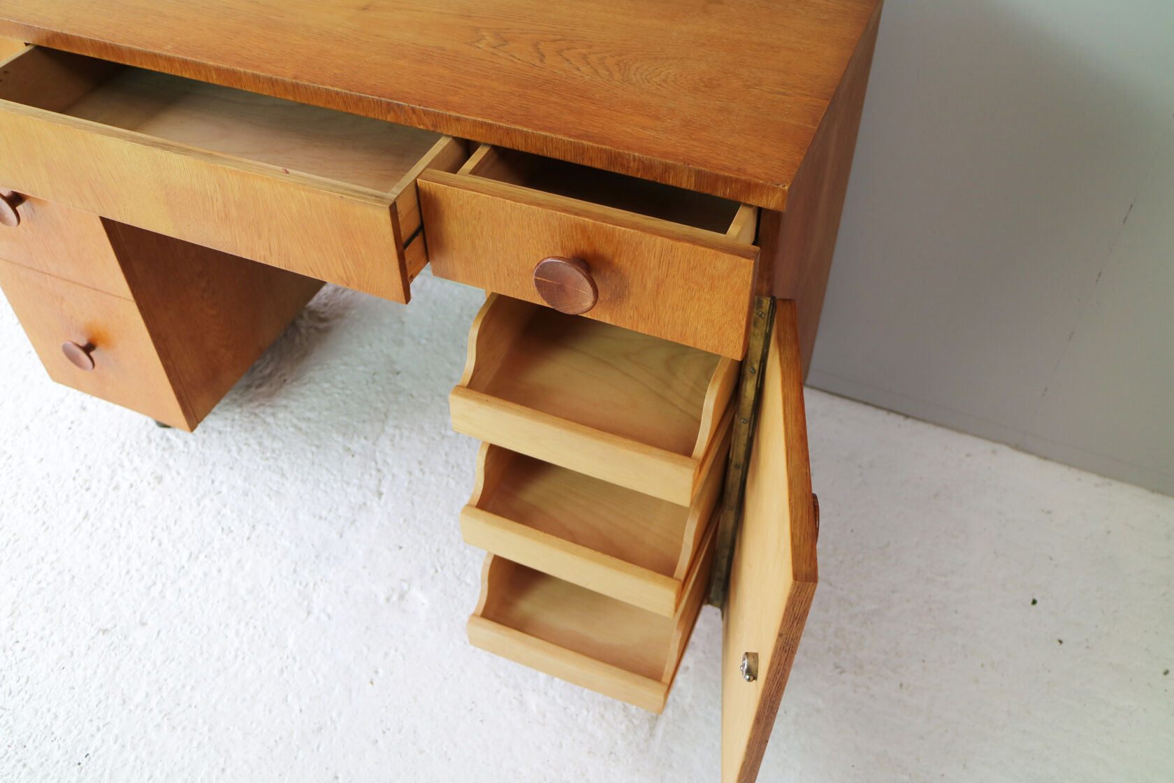 1930’s Art Deco Czech teak desk