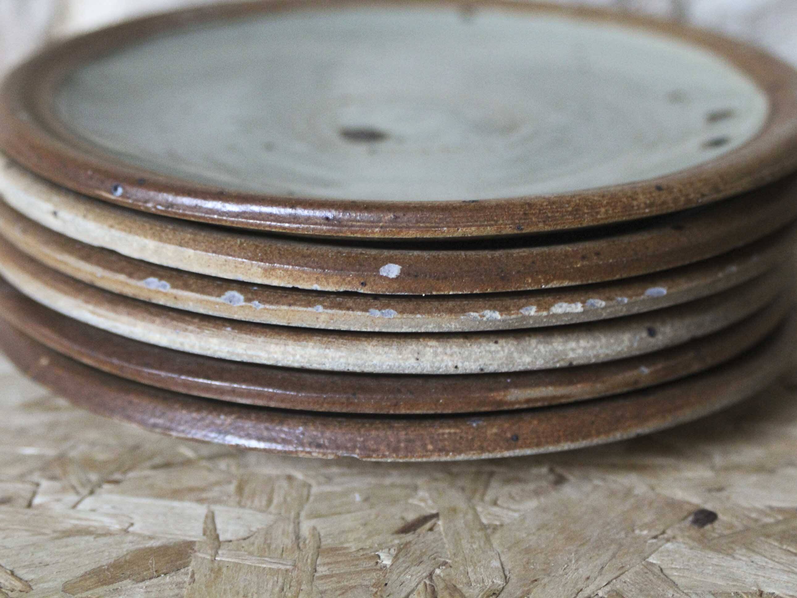 Set of 6 Pierre Digan pyrite stoneware dessert plates