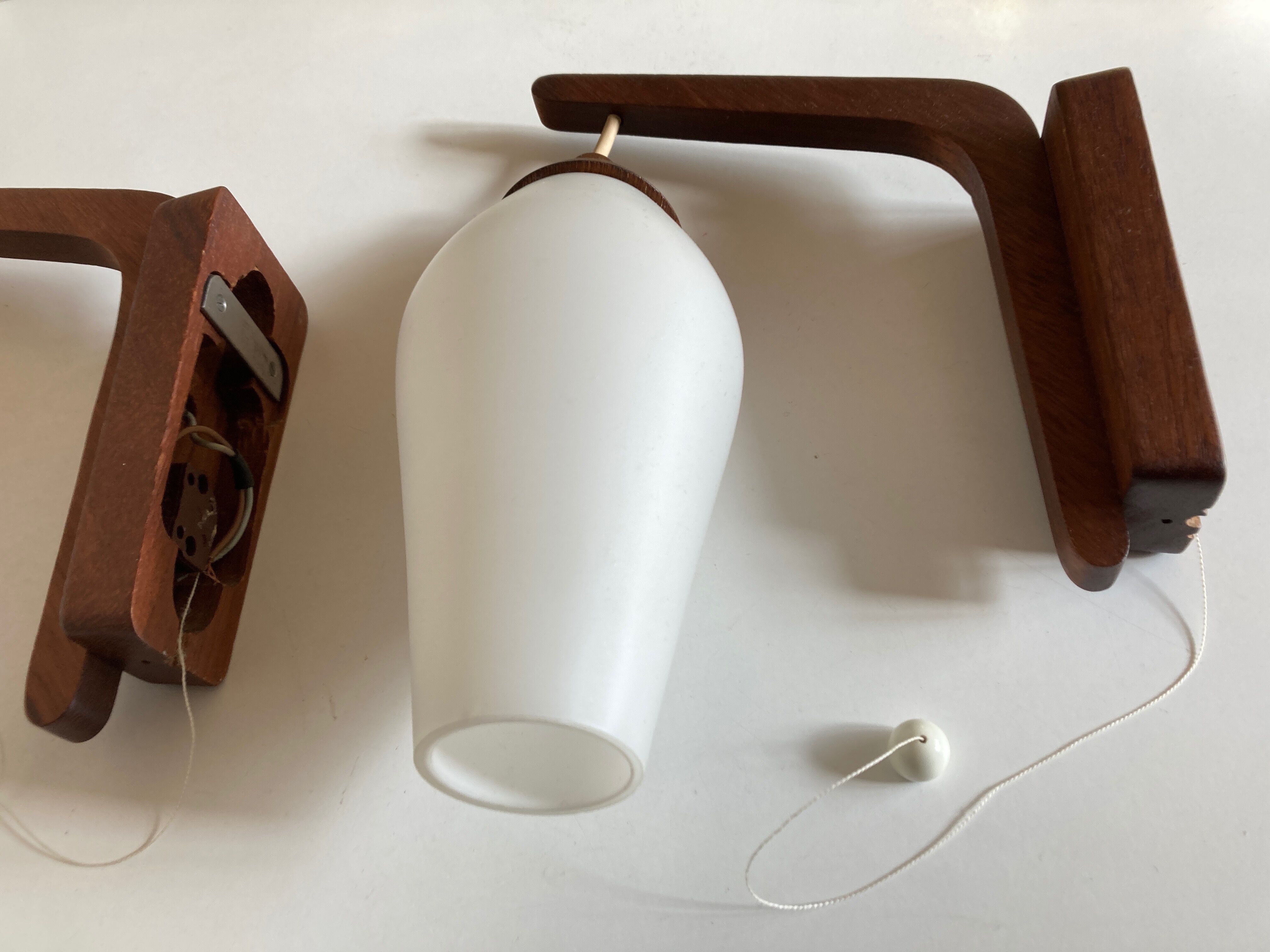 Pair of Scandinavian boomerang pendant lamps 1960