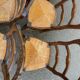 8 Louis XV solid wood straw shell chairs