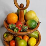 Fruit bowl with two trays in turned wood design
