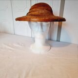 Authentic Vintage 70s Rattan and Bamboo Vietnamese Asian Hat