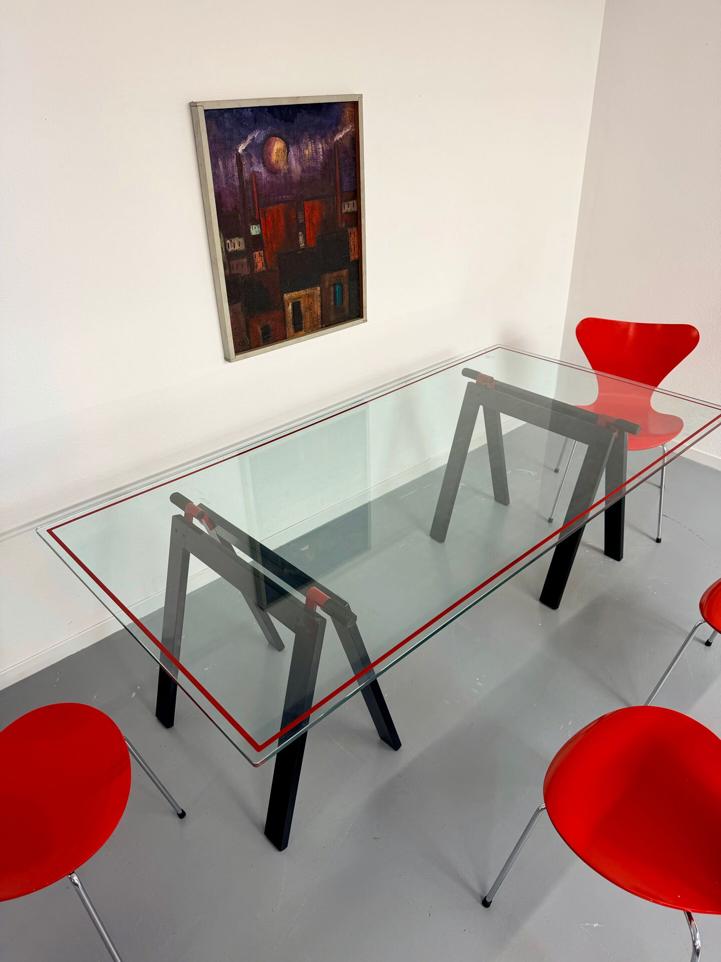 Table / Glass desk "Gaetano" design Gae Aulenti Zanotta 1970s