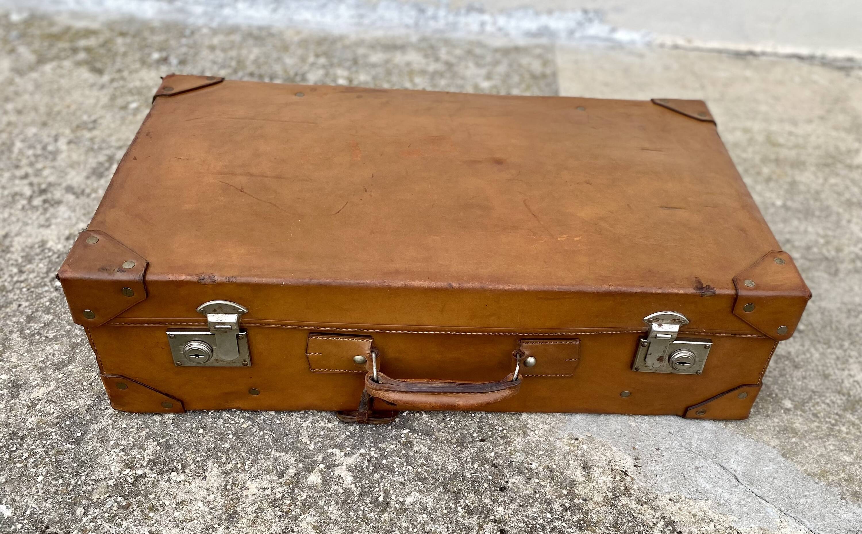 Vintage leather suitcase 1950