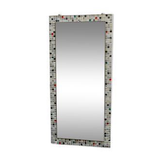 1950s wall mirror mosaic and brass