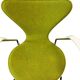 Bright green vintage chair with armrests, Fritz Hansen Series 7