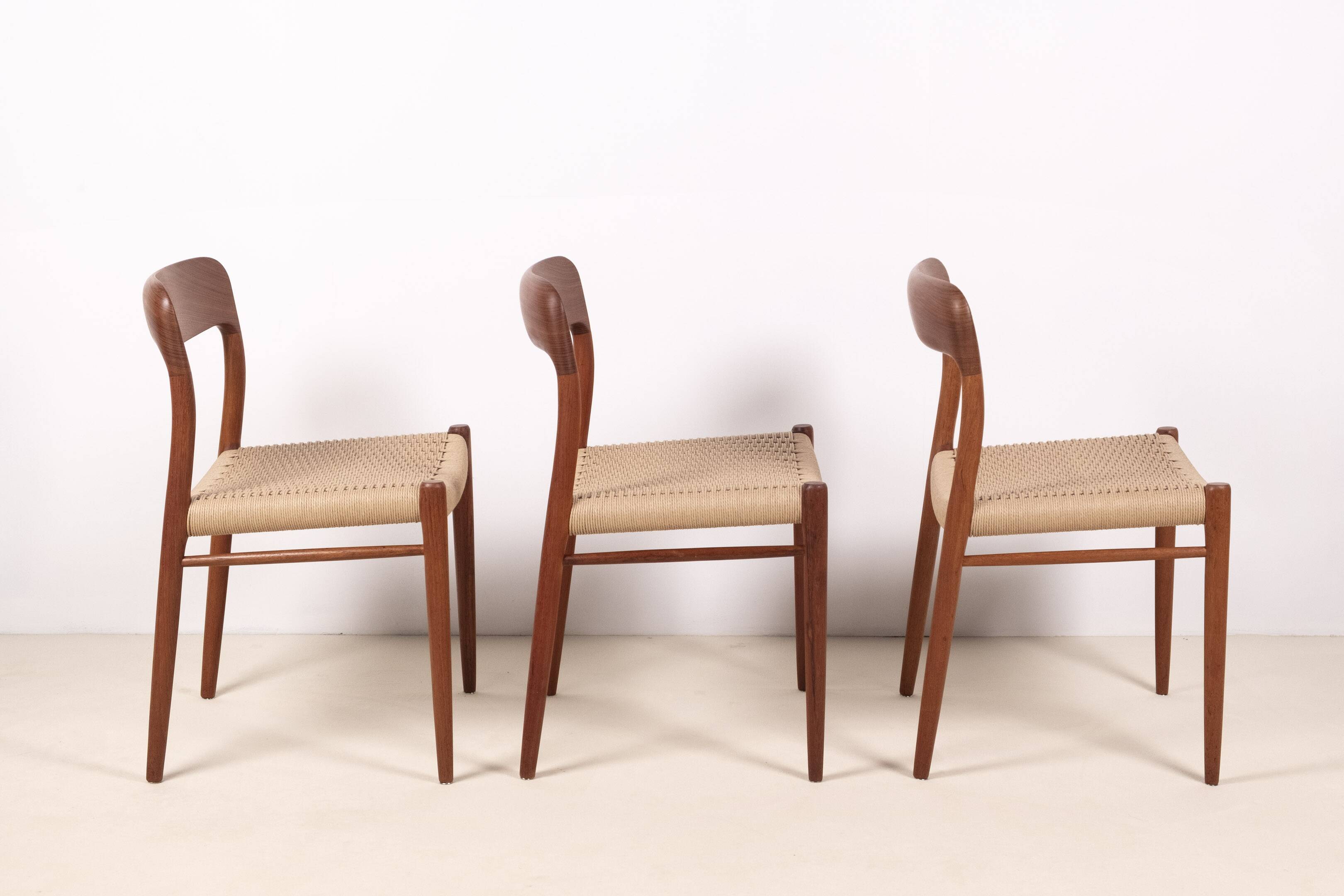 3x Niels Møller Chair Model 75 in Teak, 1960s Denmark