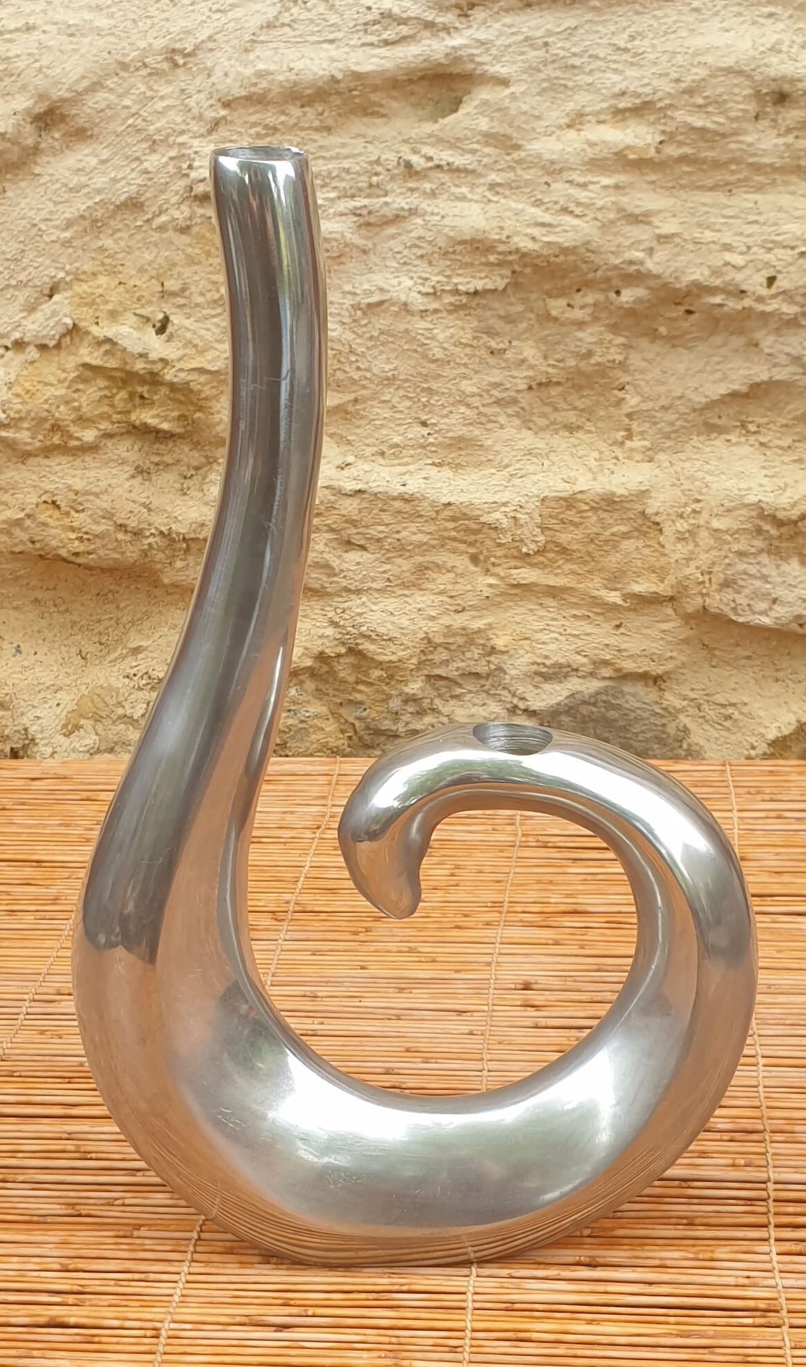 Solid aluminum candle holder
