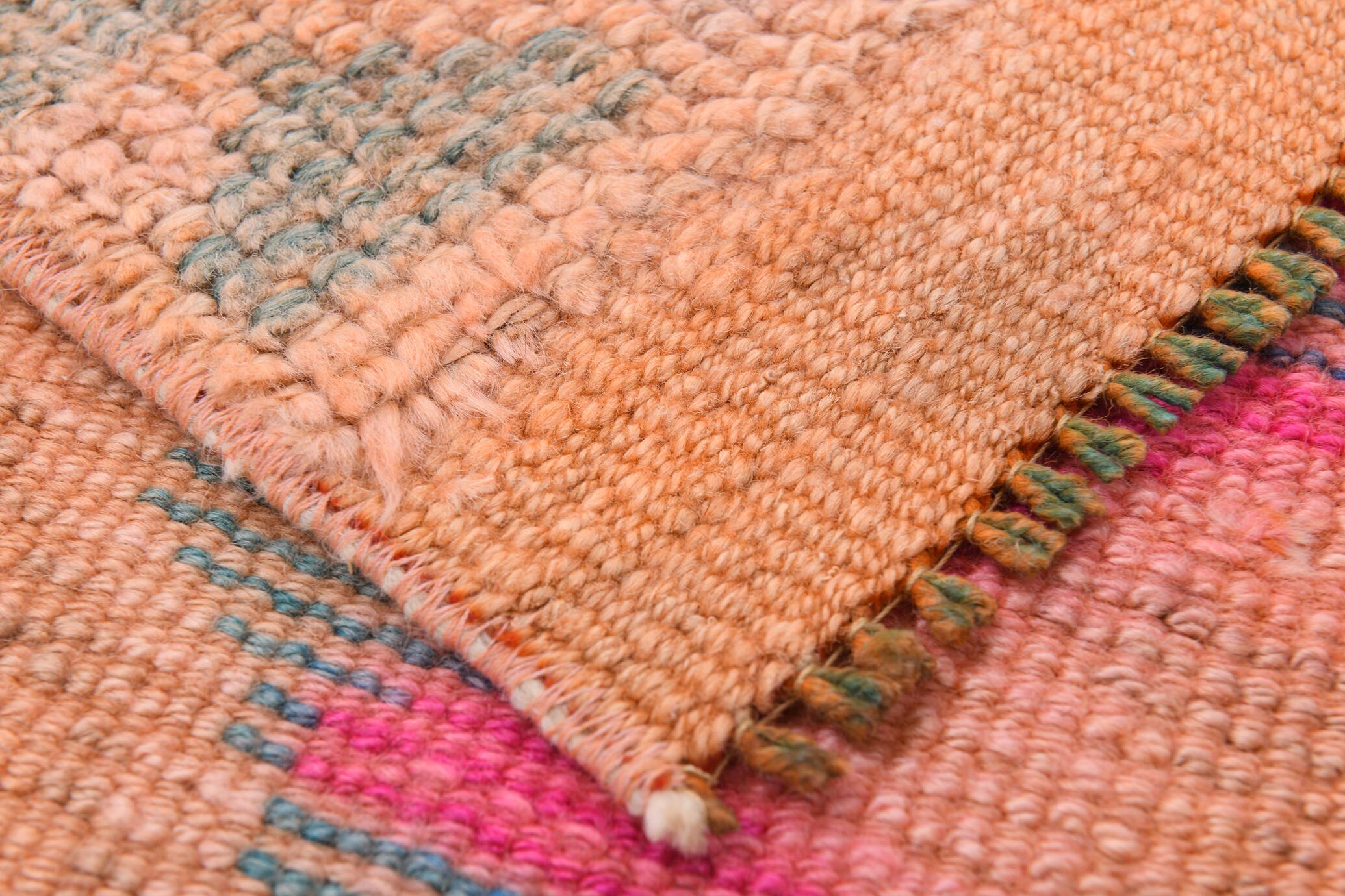 Peach & Pink Hallway Vintage Runner Rug, 84x310Cm