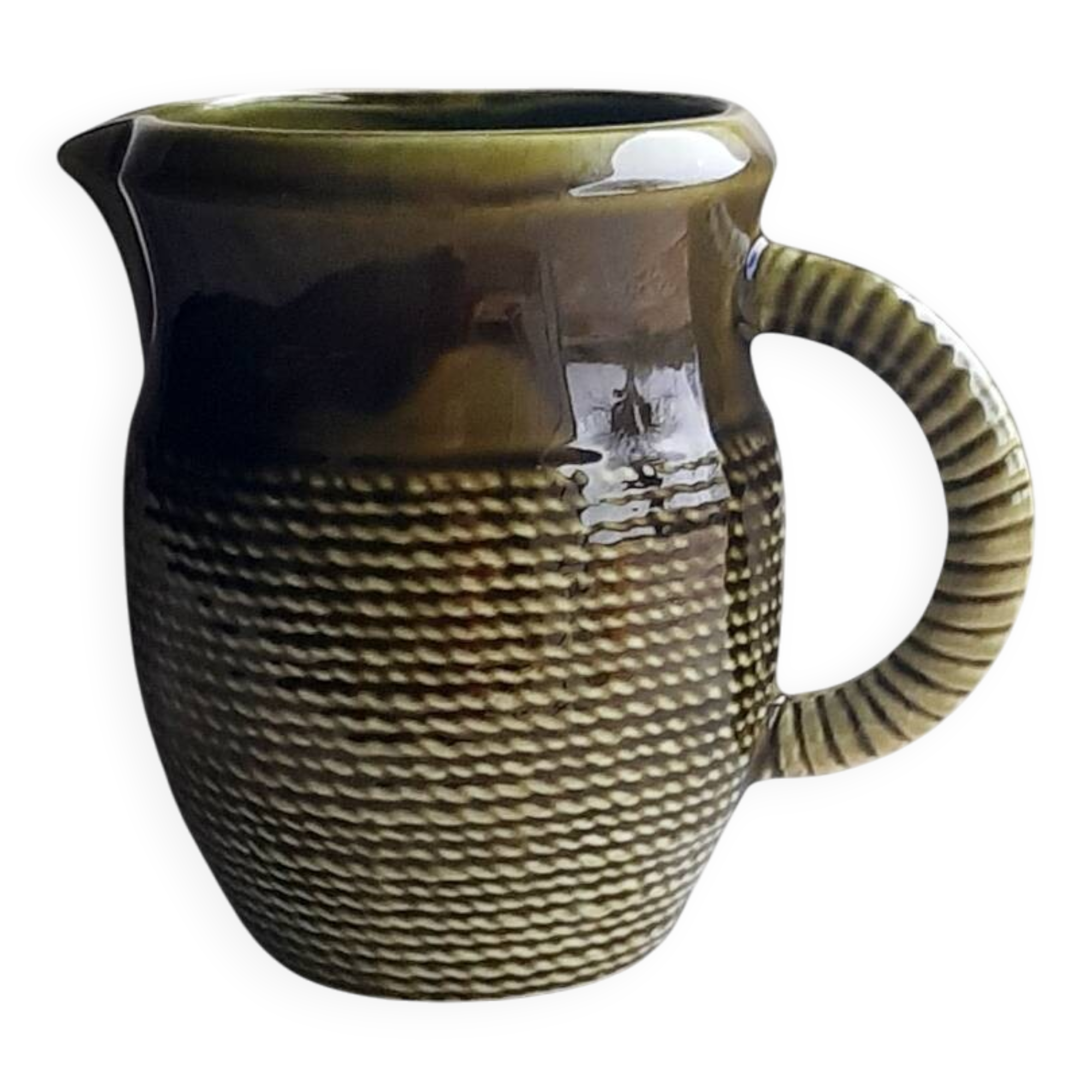 Kaki ceramic jug from Sarreguemines