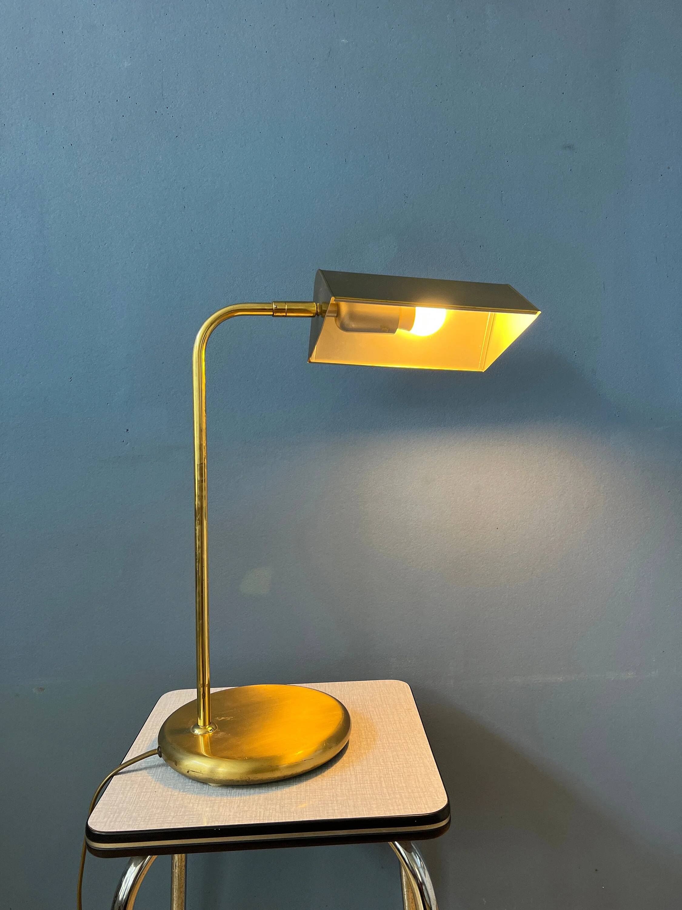 Mid-Century brass desk lamp - Bauhaus style table lamp - gold lamp