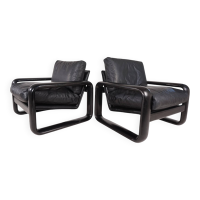 Ensemble de 2 fauteuils lounge en cuir Rosenthal Hombre par Burkhard Vogtherr, 1970
