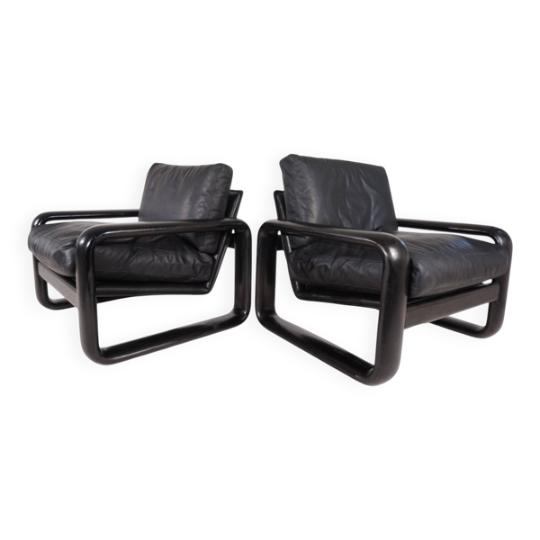 Ensemble de 2 fauteuils lounge en cuir Rosenthal Hombre par Burkhard Vogtherr, 1970