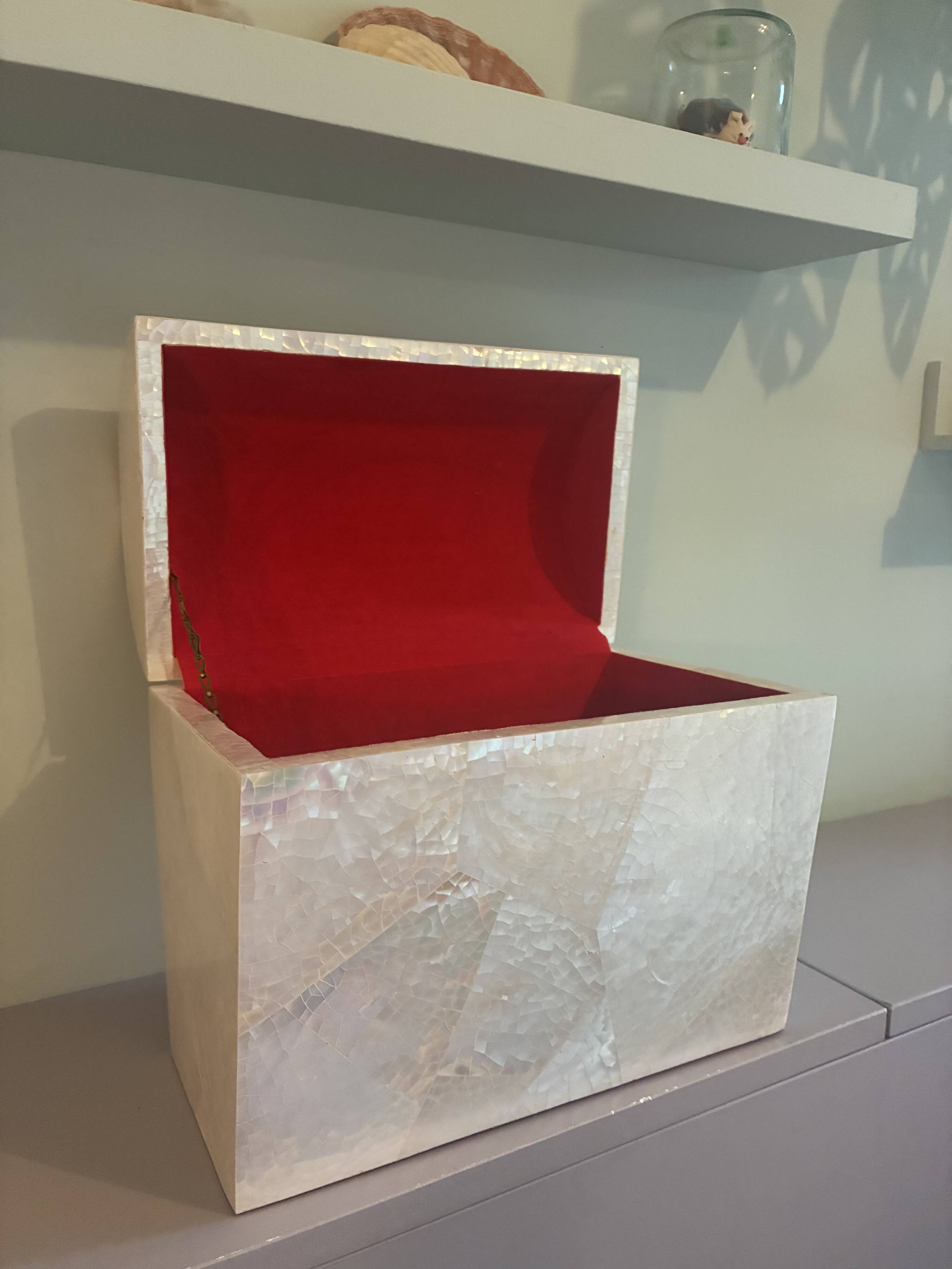 Incredible vintage large mother-of-pearl box.