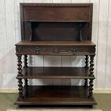 Henry II late 19th century oak serving trolley - top opens into a dresser