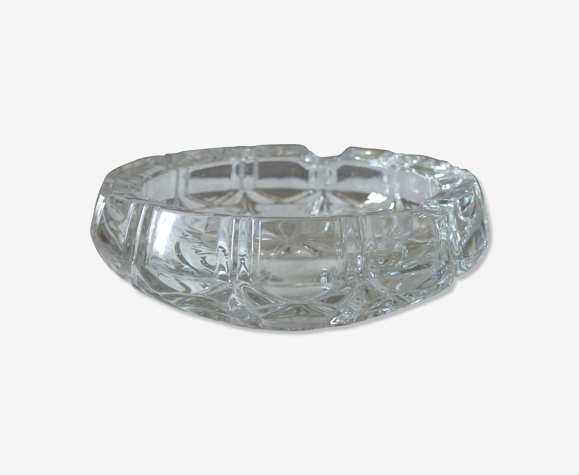 Cendrier vintage à facettes en verre et cristal des années 1970