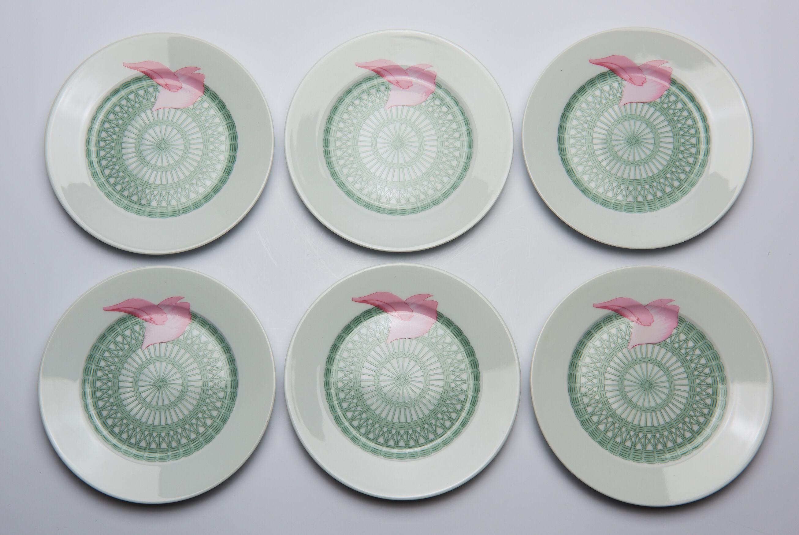 6 dessert plates Hermès Peonies 16 cm