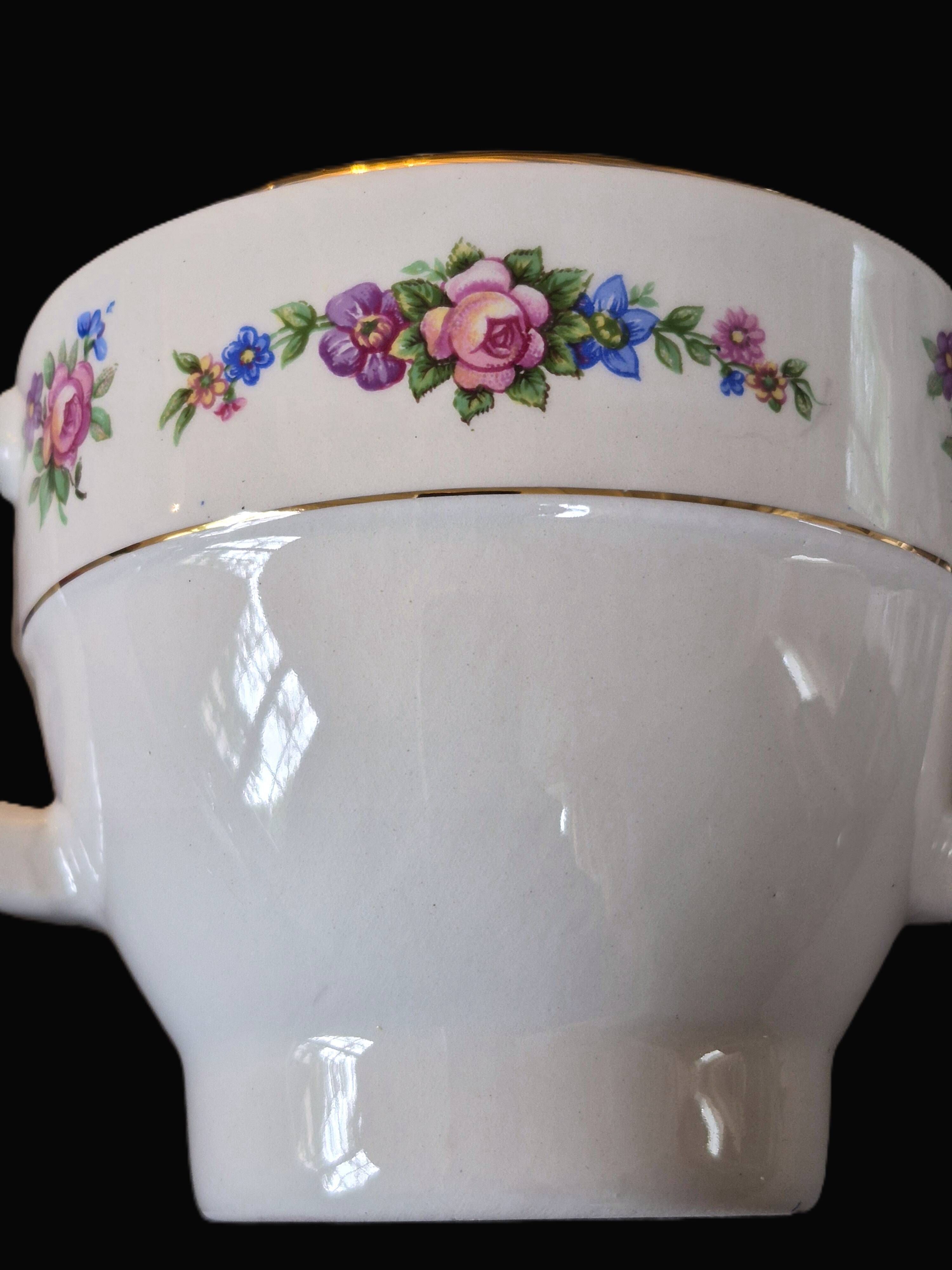 Antique sugar bowl Moulin des Loups Orchies "Angola" A748
