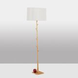 Pair of gilded metal floor lamps. 20th century.