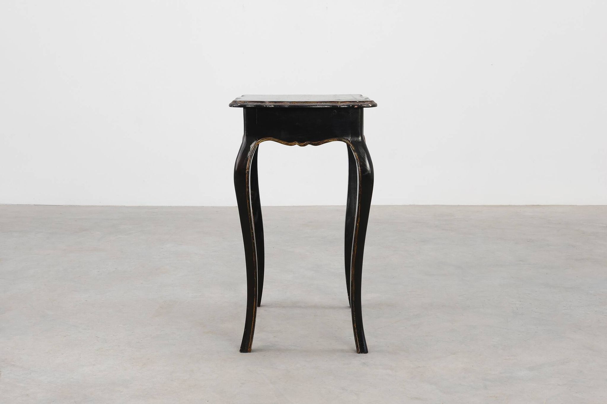 19th Century Black Wooden Side Table with Drawer, France