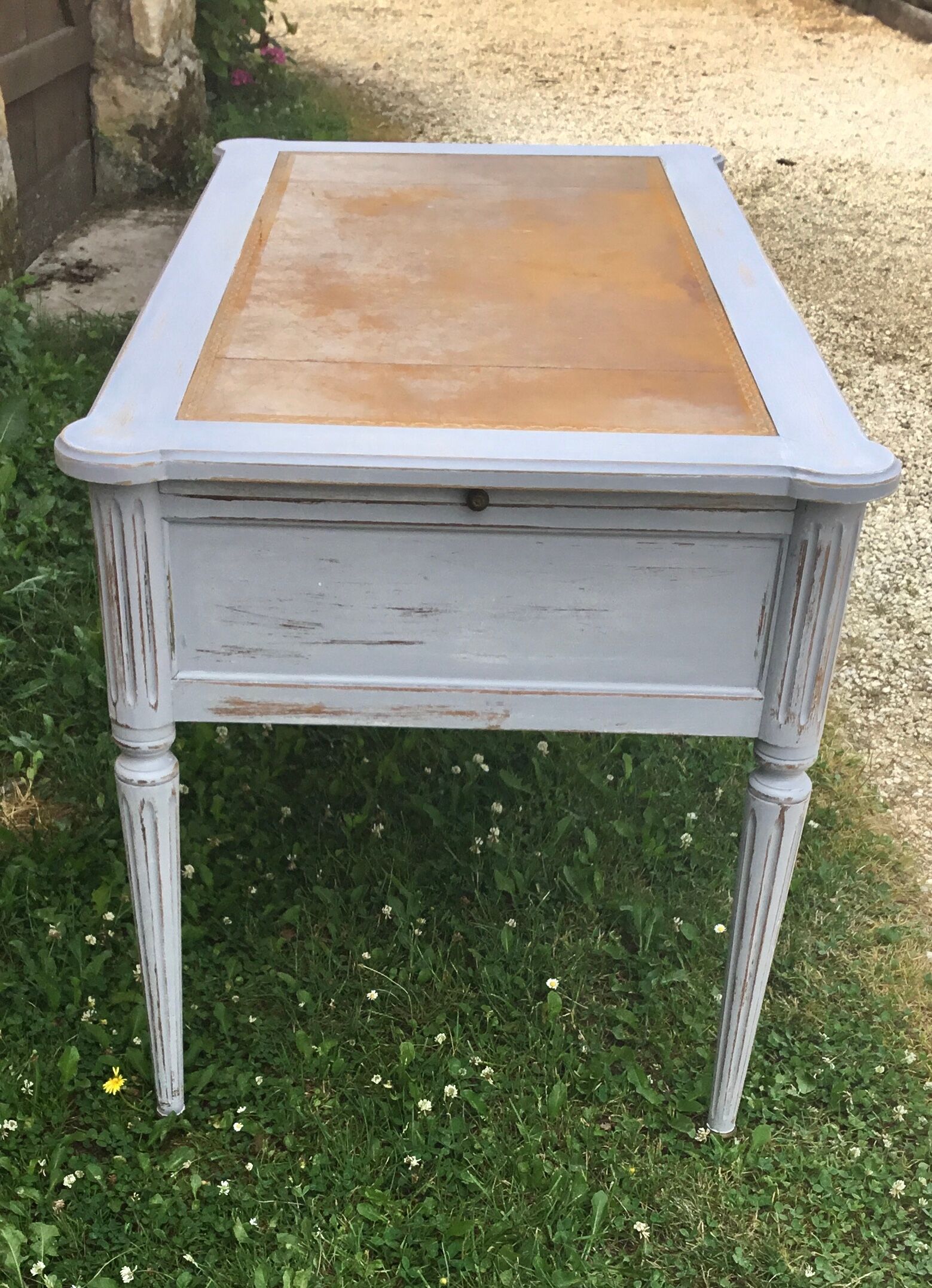 Louis XVI style flat desk leather top