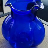 Vintage blue glass melon vase