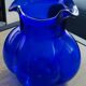Vase melon en verre bleu vintage