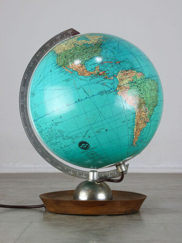 Globe en verre illuminé du milieu du siècle années 60