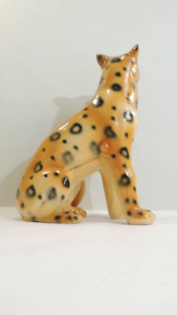Grande statue vintage de léopard en céramique – Décoration sauvage années 7