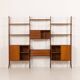 Italian freestanding wall unit or room divider in teak, 1960s