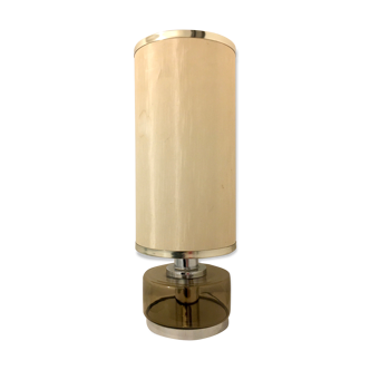 Vintage table lamp smoked glass and stainless 19x stainless steel