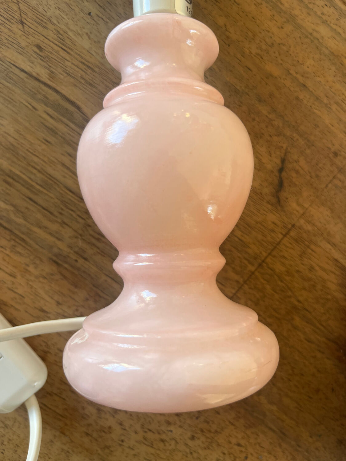 Antique lamp base in rose quartz